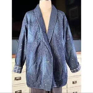 Anthropologie Denim Quilted Kimono Jacket L